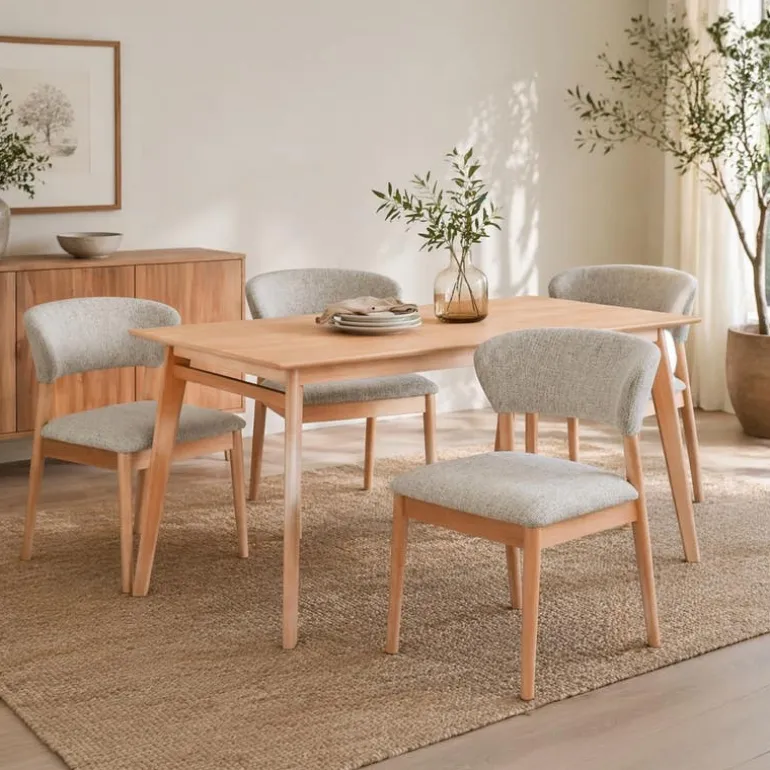 Kitchen Rubberwood Upholstered Chairs - Set of 2