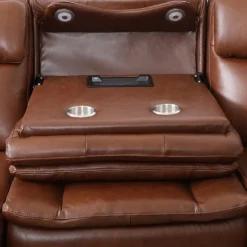 Leather Power Sectional with Massage, Heat and Audio Console - 6 pcs