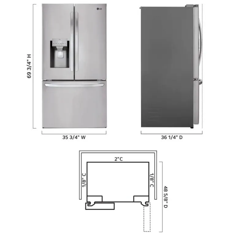 LG 28 Cu ft 36 In Refrigerator Stainless Steel Bottom Freezer, French door - LHFS28XBS