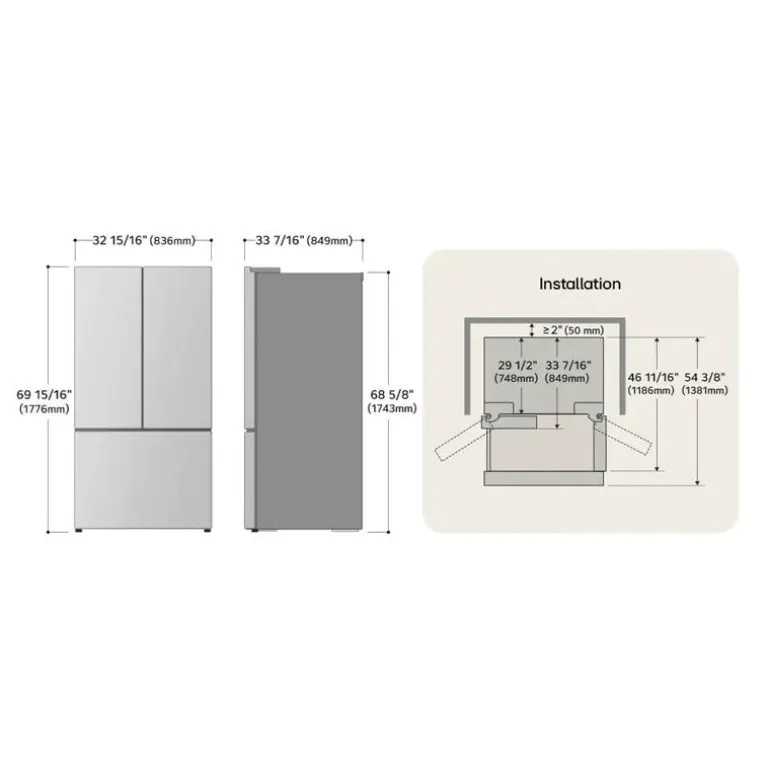 LG 25 Cu Ft 33 In Refrigerator Stainless Steel Bottom Freezer, French door - LF25S6560S