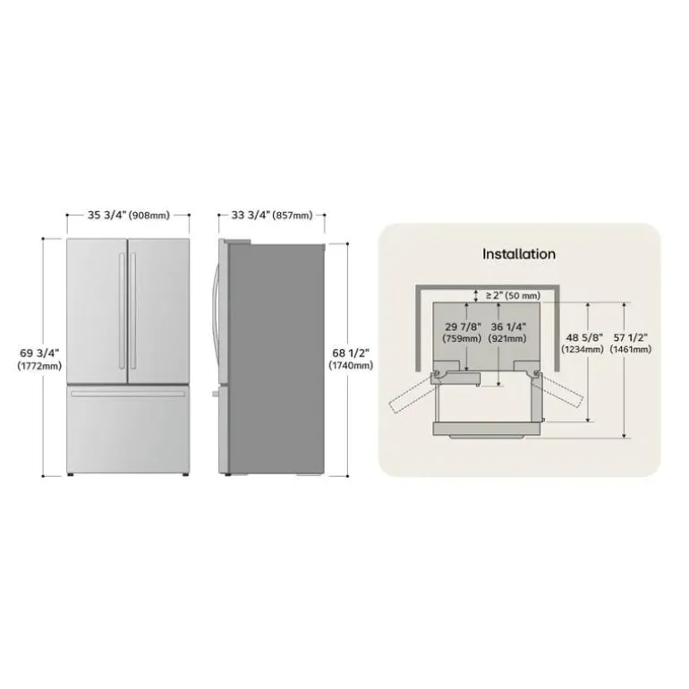 LG 28 Cu ft 36 In Refrigerator Black Stainless Bottom Freezer, French door - LRFS28XBD
