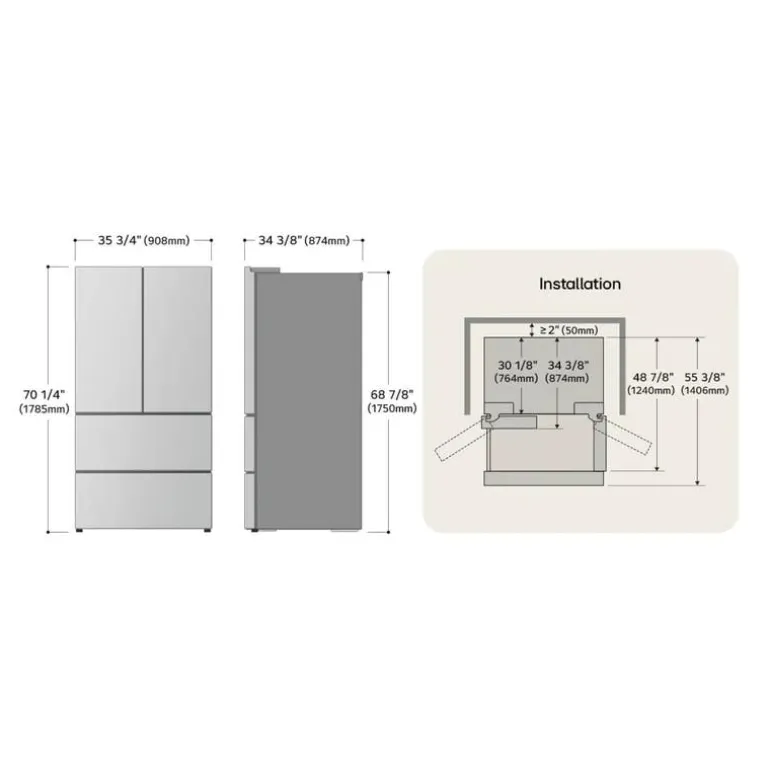 LG 29 Cu Ft 36 In Refrigerator Stainless Steel Bottom Freezer, French door - LF29S8330S