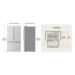 LG STUDIO 26.5 Cu Ft 36 In Refrigerator Stainless Steel Bottom Freezer, French door - SRFB27S3