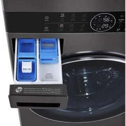 LG WashTower, Black steel, 27