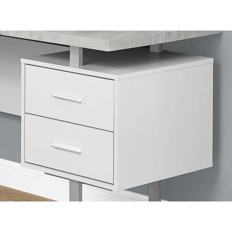 L-shaped computer desk / cement-look top - Monarch