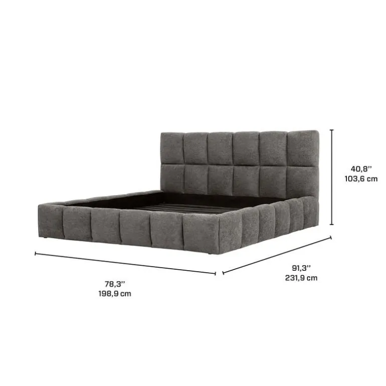 Marshmallow-Style King Bed (78") - Grey