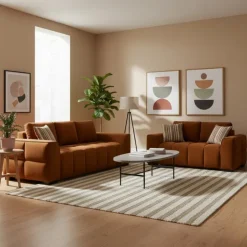 Marshmallow-Style Loveseat - Rust