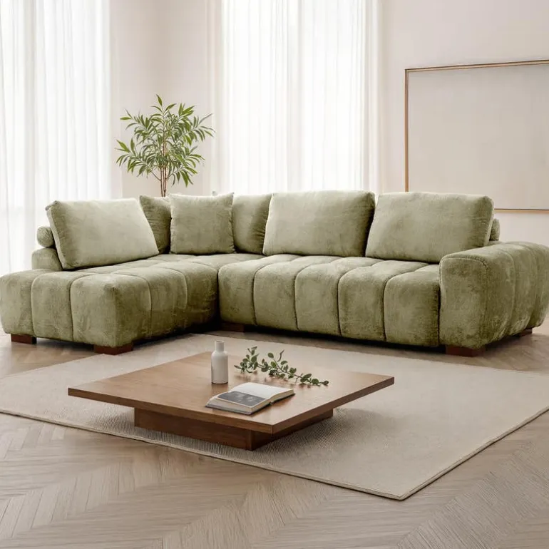 Marshmallow-Style Sectional with Left-Side Chaise - Sage