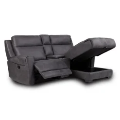 Modular Reclining Loveseat, Chaise  with Storage, Console with Cup Holders, and USB/USB-C Ports - 3 pcs