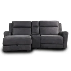Modular Reclining Loveseat, Chaise  with Storage, Console with Cup Holders, and USB/USB-C Ports - 3 pcs