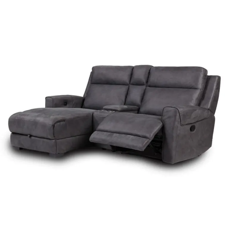 Modular Reclining Loveseat, Chaise with Storage, Console with Cup Holders, and USB/USB-C Ports - 3 pcs