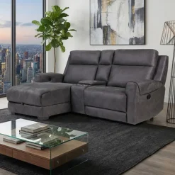 Modular Reclining Loveseat, Chaise with Storage, Console with Cup Holders, and USB/USB-C Ports - 3 pcs