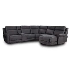 Modular Reclining Sectional with Fold-Down Seat, Chaise with Storage and Console - 6 pcs