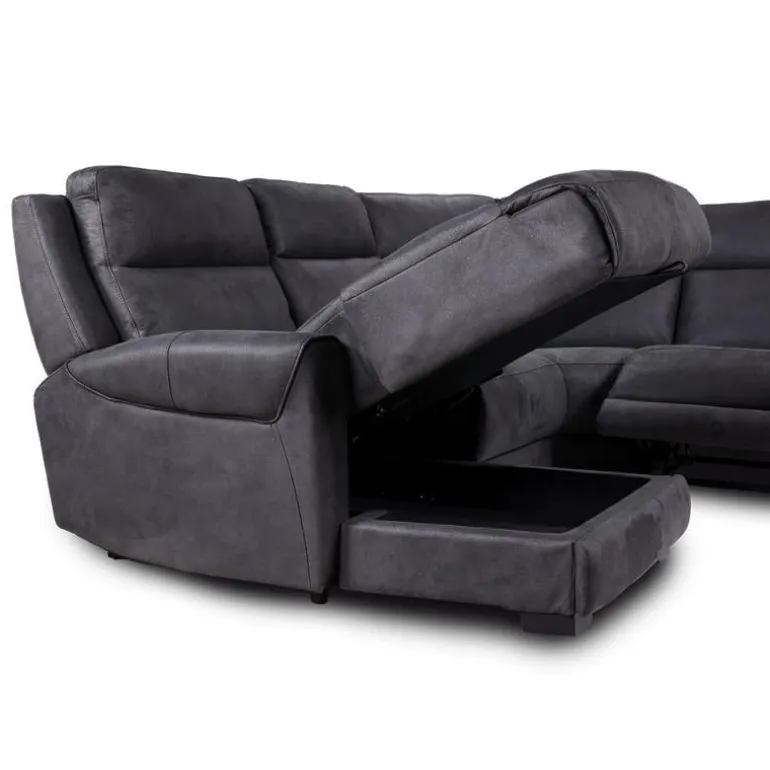 Modular Reclining Sectional with Fold-Down Seat, Chaise with Storage and Console - 6 pcs