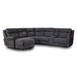 Modular Reclining Sectional with Fold-Down Seat, Chaise with Storage and Console - 6 pcs