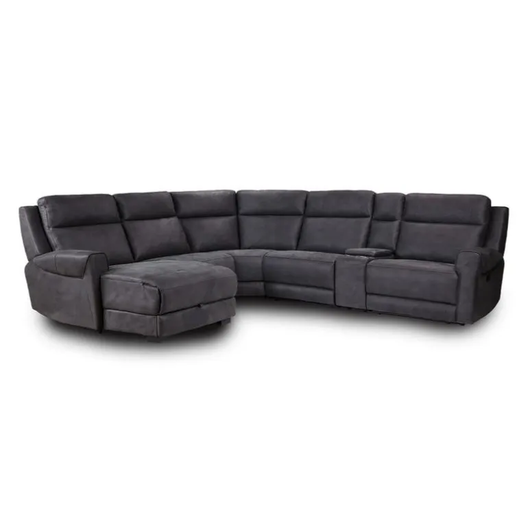 Modular Reclining Sectional with Fold-Down Seat, Chaise with Storage and Console - 6 pcs