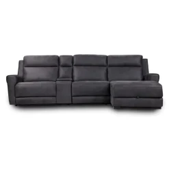 Modular Reclining Sectional, Fold-Down Seat, Chaise  with Storage, Console with Cup Holders, and USB/USB-C Ports - 4 pcs