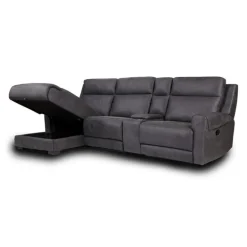 Modular Reclining Sectional, Chaise with Storage, Console with Cup Holders and USB/USB-C Ports - 4 pcs