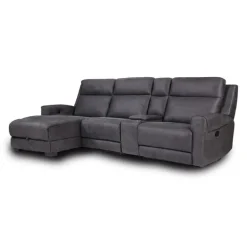 Modular Reclining Sectional, Chaise with Storage, Console with Cup Holders and USB/USB-C Ports - 4 pcs