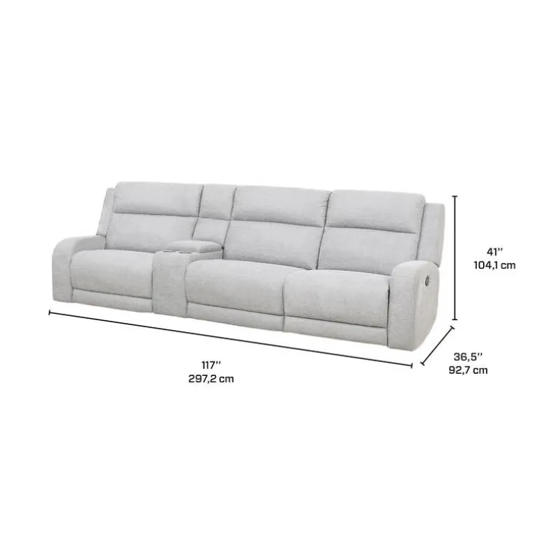 Modular Reclining Sofa and Console with Storage and Cup Holders - 4 pcs