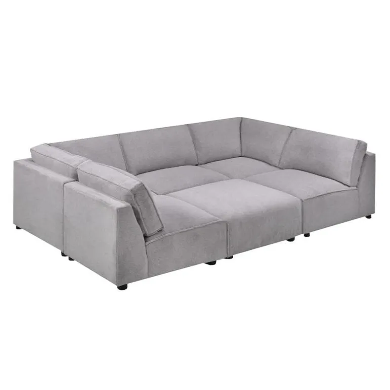 Modular U-Shaped Sectional with Ottoman - 6 pcs