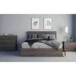 Nightstand, 2-Drawer, Bark Grey - Nexera