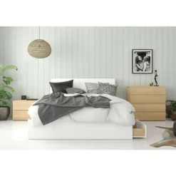 Nightstand, 2-Drawer, Natural Maple - Nexera