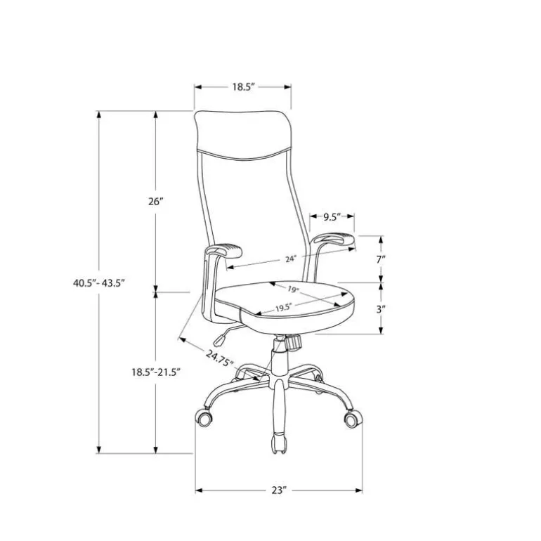 Office chair - executive / fixed armrests - adjustable height - grey fabric / - Monarch