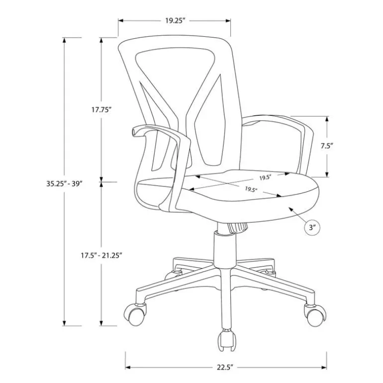 Office chair - grey / black base on castors - Monarch