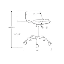 Office chair - juvenile low back - adjustable height   white - Monarch