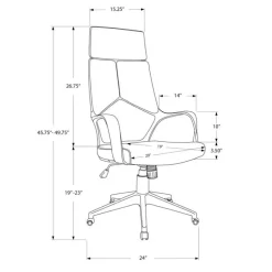 Office chair - white / grey fabric / high back executive - Monarch