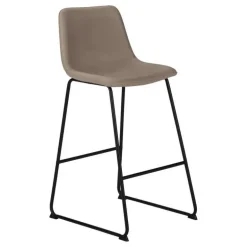 Office chair   standing desk / metal frame - curved backrest / taupe leather- - Monarch