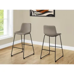 Office chair   standing desk / metal frame - curved backrest / taupe leather- - Monarch