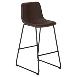 Office chair   standing desk / metal frame - curved backrest / brown leather- - Monarch