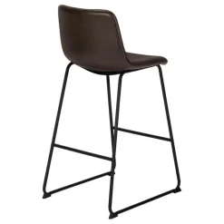 Office chair   standing desk / metal frame - curved backrest / brown leather- - Monarch