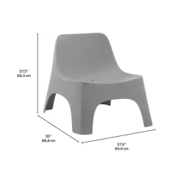 Outdoor Resin Conversation Set with 1 Accent Table and 2 Stackable Seats - Grey
