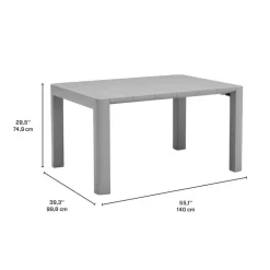 Outdoor Resin Dining Set with 1 Rectangular Table and 6 Stackable Chairs - Grey