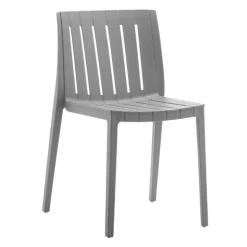 Outdoor Resin Dining Set with 1 Rectangular Table and 6 Stackable Chairs - Grey