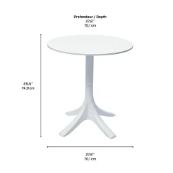 Outdoor Resin Dining Set with 1 Round Table and 4 Stackable Chairs - White