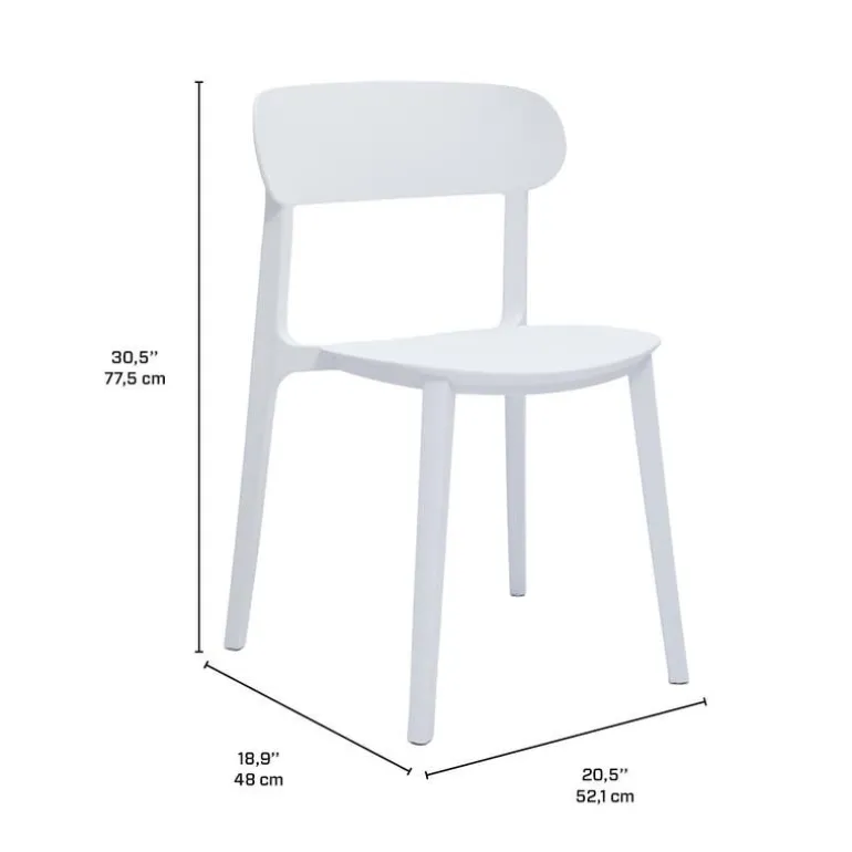 Outdoor Resin Stackable Chairs with Round Seat and Back (Set of 4) - White