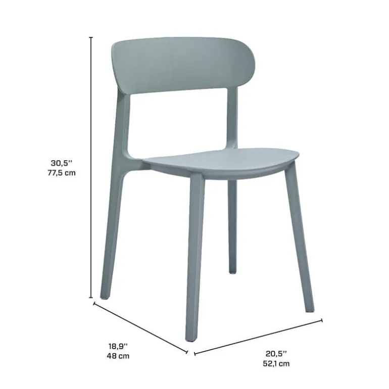 Outdoor Resin Stackable Chairs with Round Seat and Back (Set of 4) - Grey