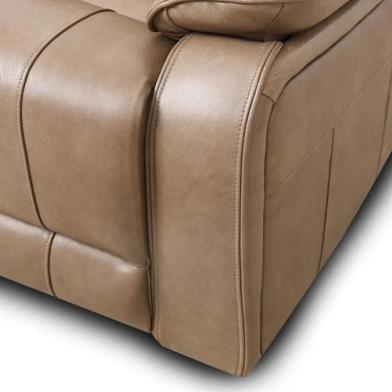 Power Leather Recliner with Adjustable Headrest - Taupe