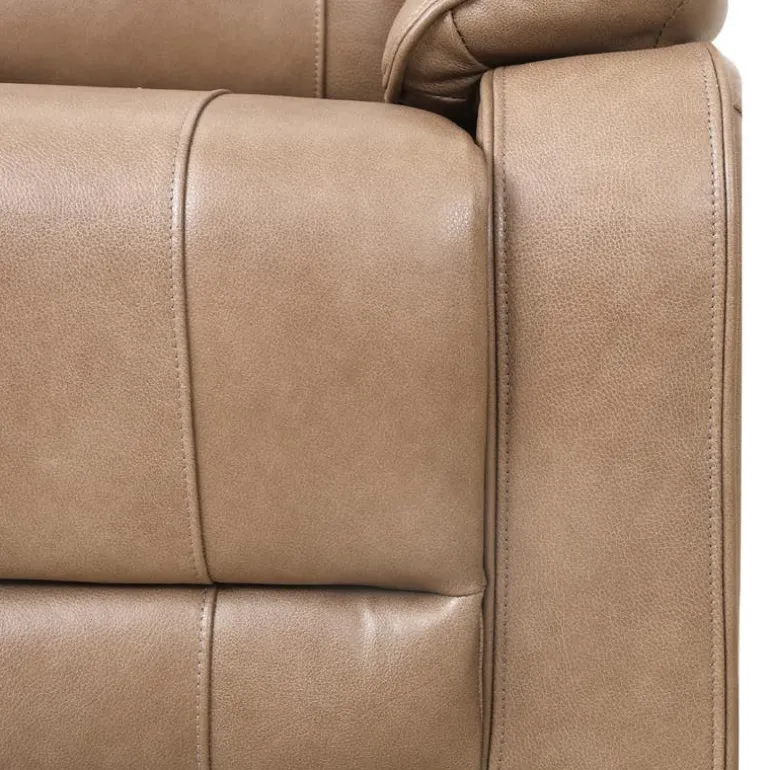 Power Leather Recliner with Adjustable Headrest - Taupe
