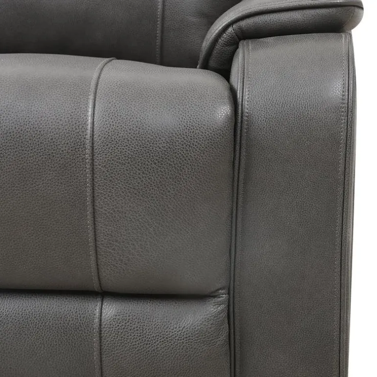 Power Leather Recliner with Adjustable Headrest - Grey