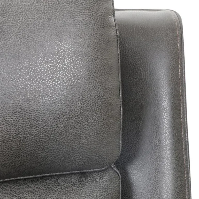 Power Leather Recliner with Adjustable Headrest - Grey