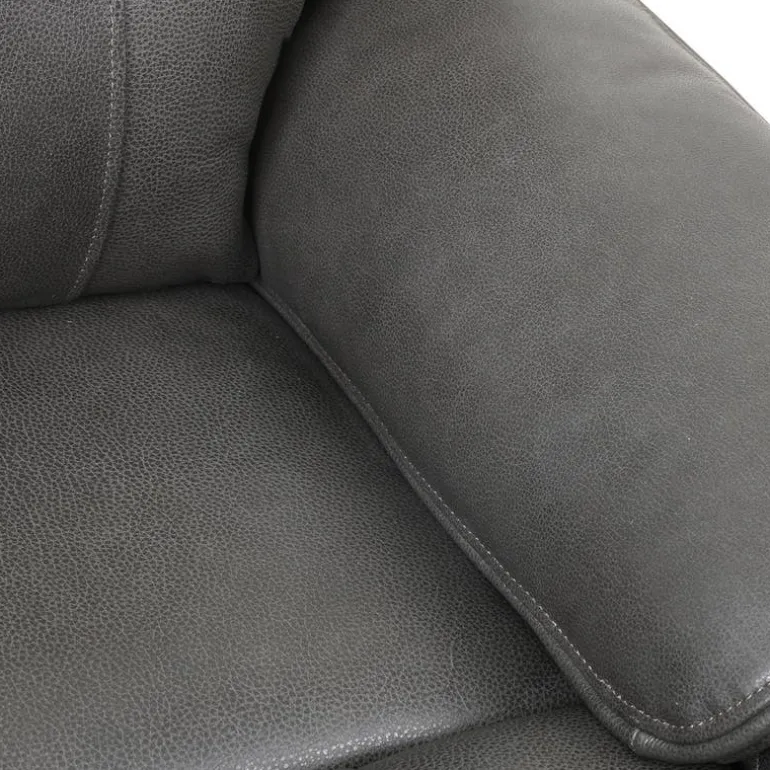 Power Leather Recliner with Adjustable Headrest - Grey