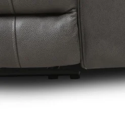 Power Leather Reclining Loveseat with Adjustable Headrests - Grey