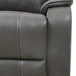 Power Leather Reclining Loveseat with Adjustable Headrests - Grey