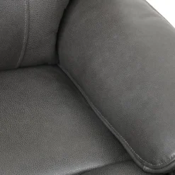 Power Leather Reclining Sofa with Adjustable Headrests - Grey