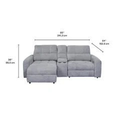 Power Modular Loveseat with Right-Side slider, Left-Side Chaise with Storage, and Console - 3 pcs